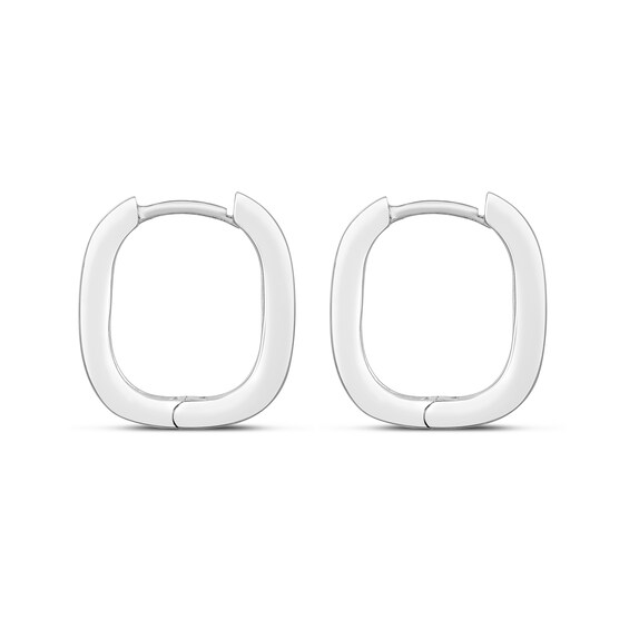 16.6mm Rectangular Huggie Hoop Earrings in Sterling Silver