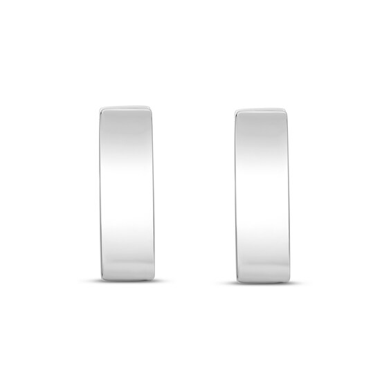 16.6mm Rectangular Huggie Hoop Earrings in Sterling Silver