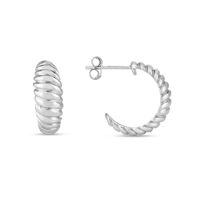 Main Image 1 of 16.0mm Twist J-Hoop Earrings in Sterling Silver