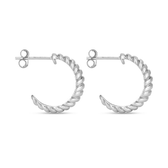 16.0mm Twist J-Hoop Earrings in Sterling Silver