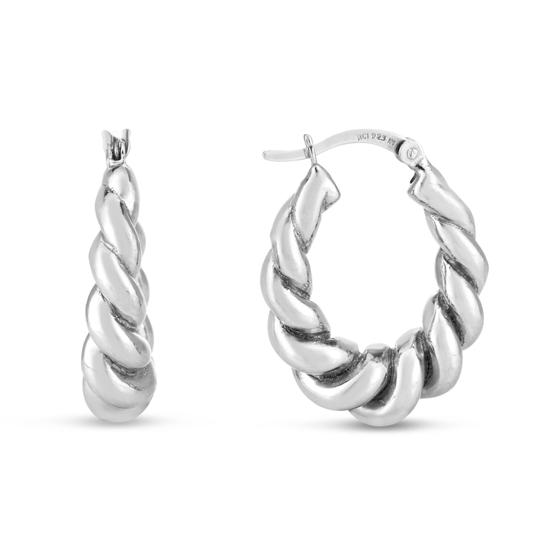 Main Image 1 of 26.3mm Twist Hoop Earrings in Sterling Silver