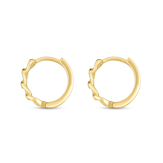 Chain Link Huggie Hoop Earrings in 14K Gold