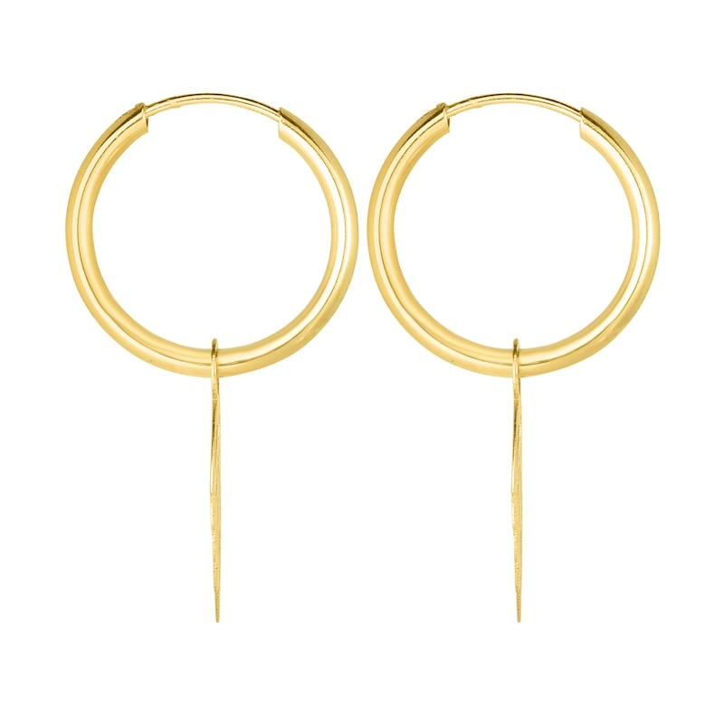 Main Image 3 of Wing Drop Hoop Earrings in 14K Gold