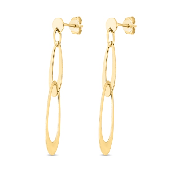 Open Oval Link Drop Earrings in 14K Gold