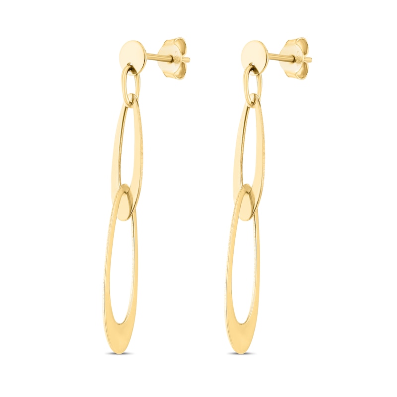 Main Image 3 of Open Oval Link Drop Earrings in 14K Gold