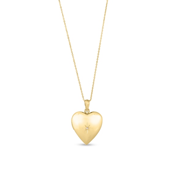 1/20 CT. T.w. Diamond Heart Locket Pendant in Hollow 14K Gold