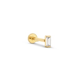 1/20 CT. Baguette Diamond Solitaire Tube Cartilage Single Stud Earring in Solid 14K Gold