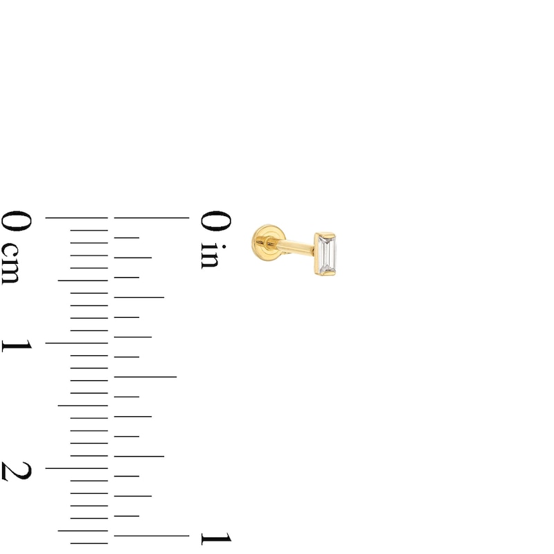 Main Image 2 of 1/20 CT. Baguette Diamond Solitaire Tube Cartilage Single Stud Earring in Solid 14K Gold