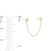Thumbnail Image 3 of 1/10 CT. T.W. Baguette and Round Diamond with Chain Single Stud Earring in Solid 14K Gold