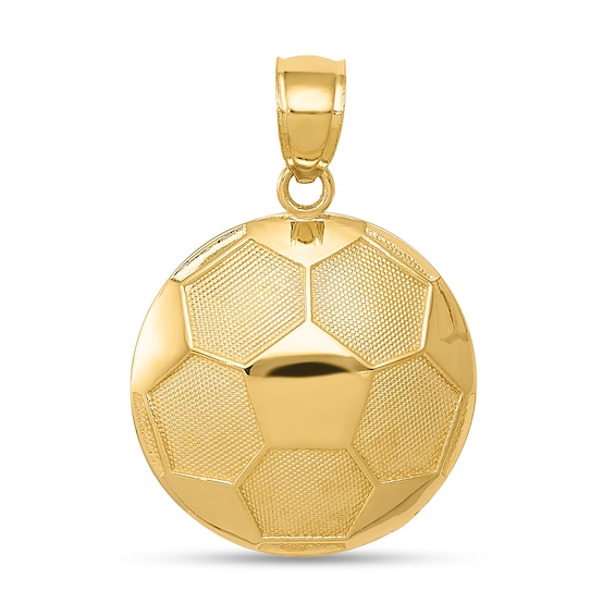 Soccer Ball Necklace Charm in Solid 14K Gold
