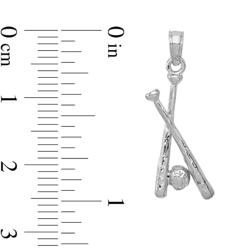 Main Image 2 of Baseball Bats and Ball Necklace Charm in Solid 14K White Gold
