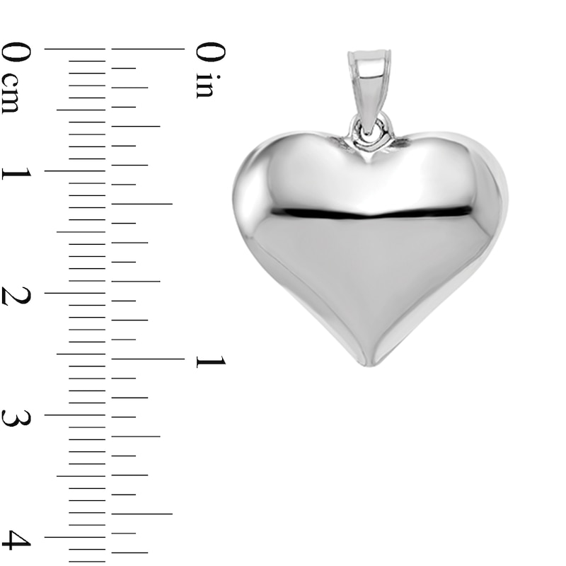 Main Image 2 of Puffed Heart Necklace Charm in Hollow 14K White Gold
