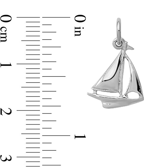 3D Sailboat Charm in Solid 14K White Gold