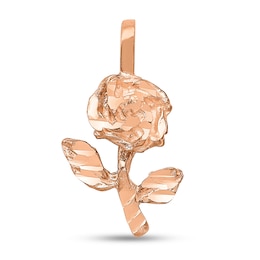 Diamond-Cut Rose Necklace Charm in Solid 14K Rose Gold