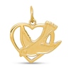 Thumbnail Image 1 of Dove in Open Heart Necklace Charm in Solid 14K Gold
