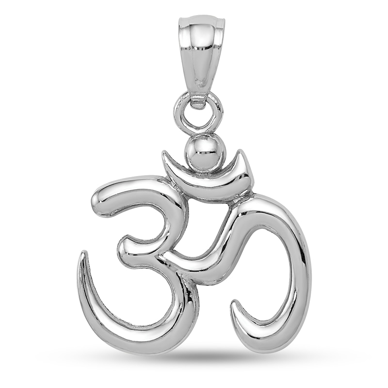 Main Image 1 of Om Symbol Necklace Charm in Solid 14K White Gold