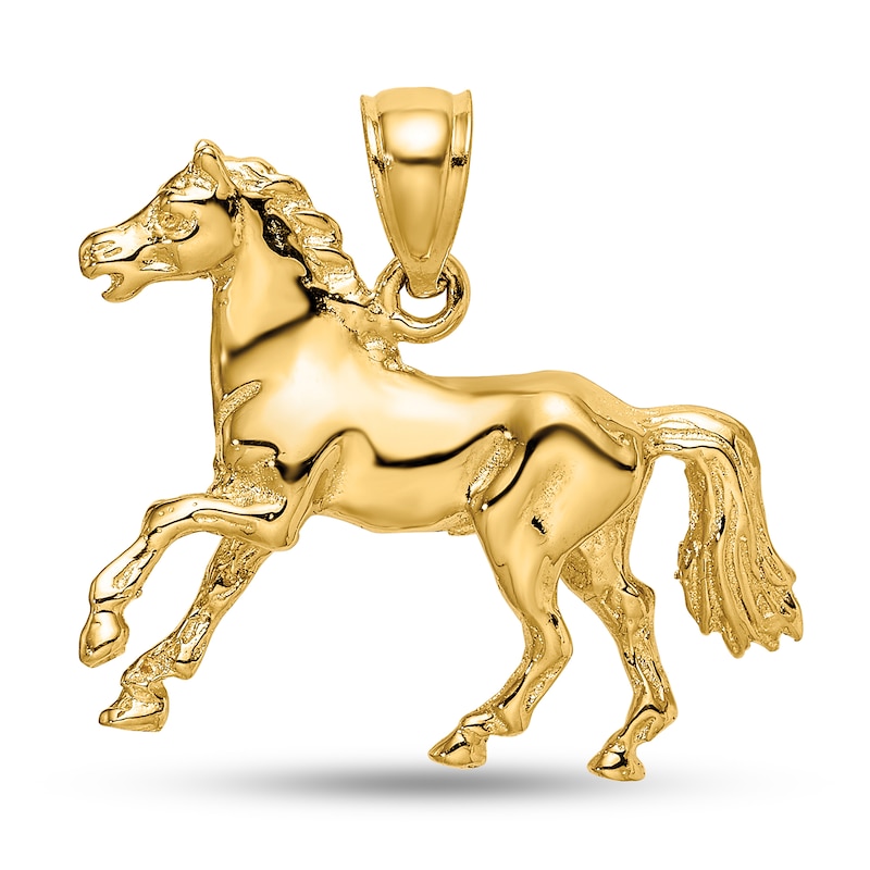 Main Image 1 of 3D Horse Necklace Charm in Solid 14K Gold