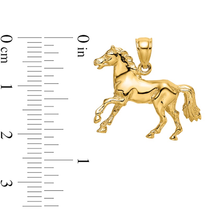 Main Image 2 of 3D Horse Necklace Charm in Solid 14K Gold