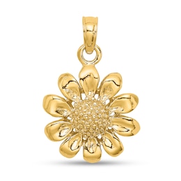 Sunflower Necklace Charm in Solid 14K Gold