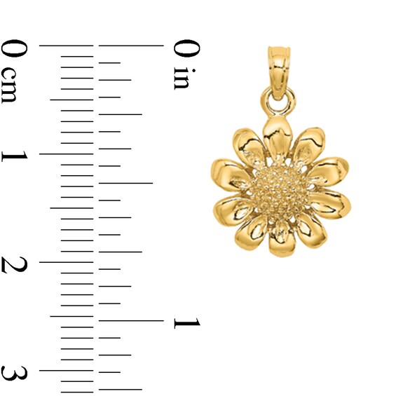 Sunflower Necklace Charm in Solid 14K Gold