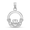 Thumbnail Image 1 of Claddagh Circle Necklace Charm in Solid 14K White Gold