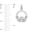 Thumbnail Image 2 of Claddagh Circle Necklace Charm in Solid 14K White Gold