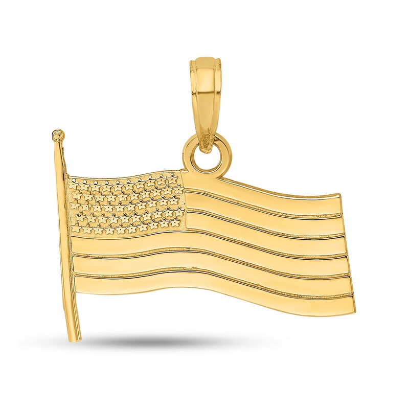 Main Image 1 of American Flag Necklace Charm in Solid 14K Gold