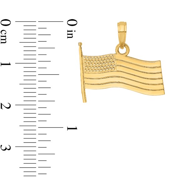 American Flag Necklace Charm in Solid 14K Gold