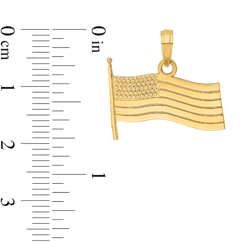 Main Image 2 of American Flag Necklace Charm in Solid 14K Gold