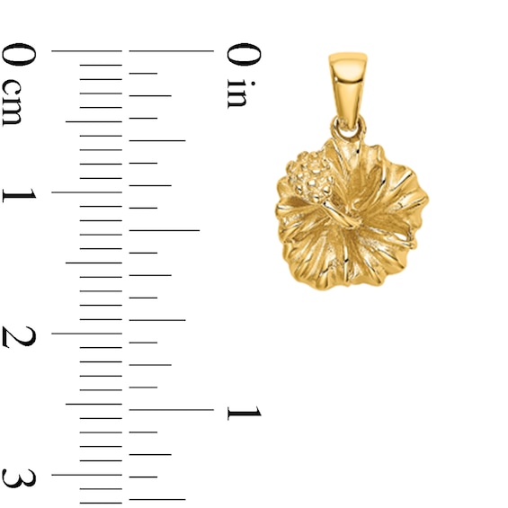 Hibiscus Flower Necklace Charm in Solid 14K Gold