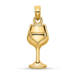 Wine Glass Necklace Charm in Solid 14K Gold