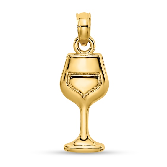 Wine Glass Necklace Charm in Solid 14K Gold