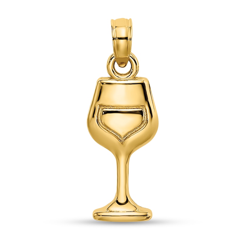 Main Image 1 of Wine Glass Necklace Charm in Solid 14K Gold