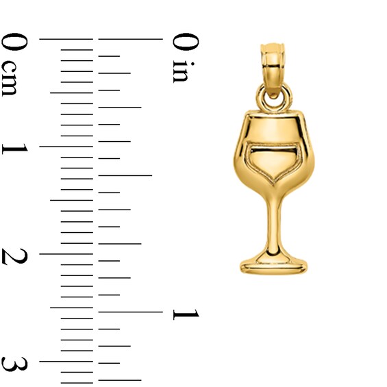 Wine Glass Necklace Charm in Solid 14K Gold