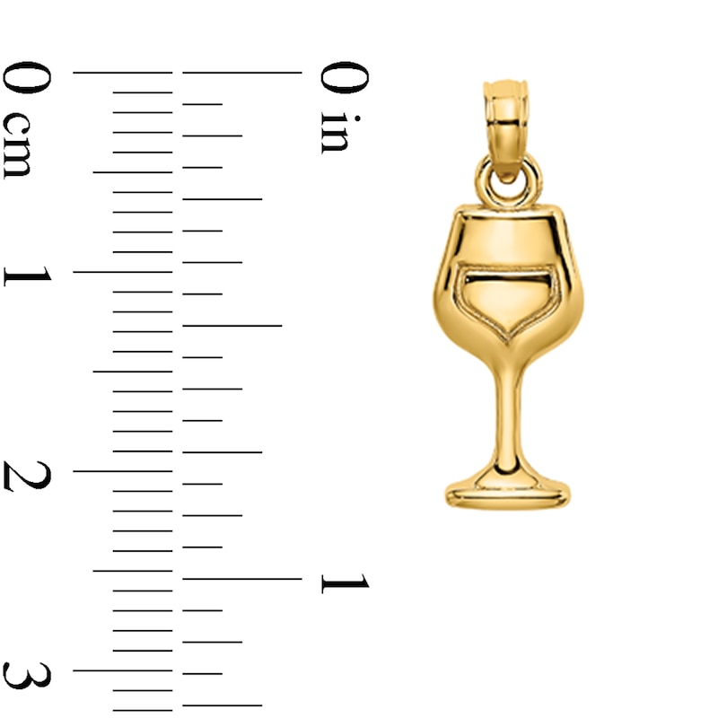 Main Image 2 of Wine Glass Necklace Charm in Solid 14K Gold