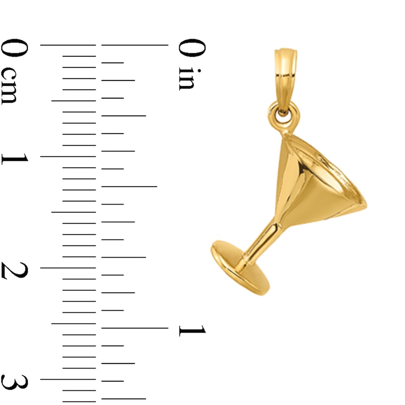 Main Image 2 of 3D Tilted Martini Glass Necklace Charm in Solid 14K Gold