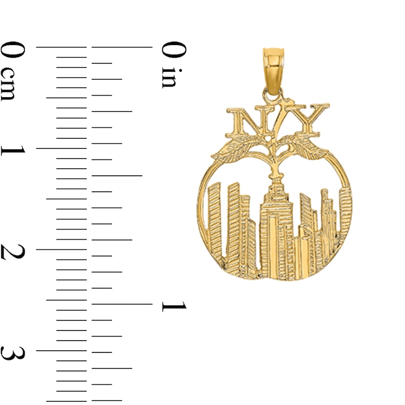 Main Image 2 of New York Apple Cutout Necklace Charm in Solid 14K Gold