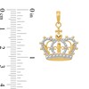Thumbnail Image 2 of Fleur-de-Lis Crown Necklace Charm in Solid 14K Two-Tone Gold