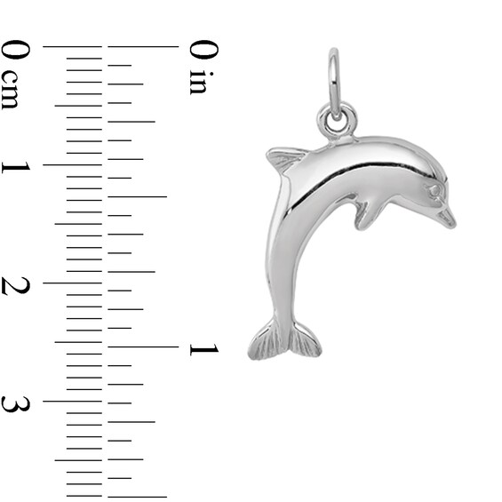 Leaping Dolphin Charm in Solid 14K White Gold