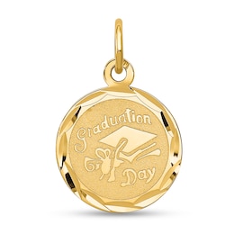 Diamond-Cut “Graduation Day” Charm in Solid 14K Gold