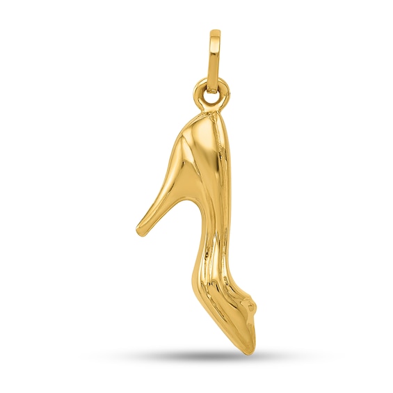 3D High-Heeled Shoe Charm in Hollow 14K Gold