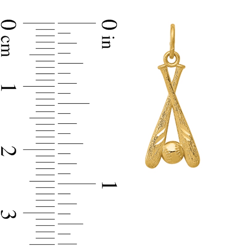 Main Image 2 of Diamond-Cut Baseball Bats and Ball Charm in Solid 14K Gold