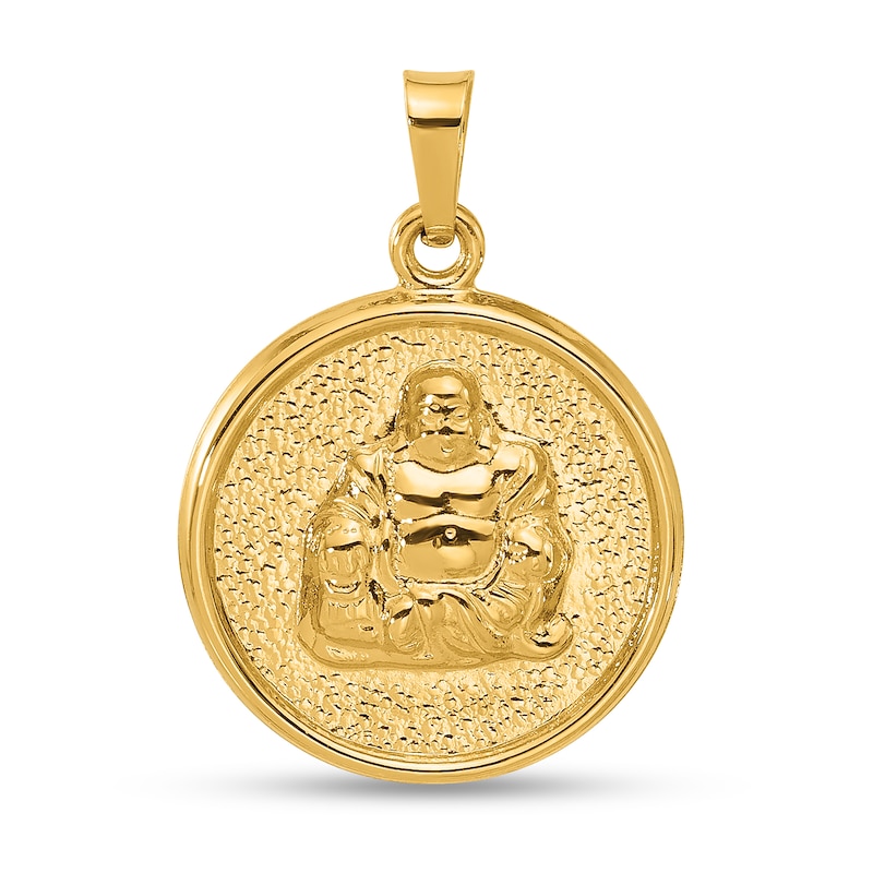 Main Image 1 of Buddha Medallion Necklace Charm in Hollow 14K Gold