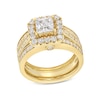 Thumbnail Image 1 of 2 CT. T.W. Princess-Cut Certified Lab-Grown Diamond Cushion-Shaped Frame Bridal Set in 14K Gold (F/VS2)