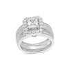 Thumbnail Image 1 of 2 CT. T.W. Princess-Cut Certified Lab-Grown Diamond Cushion-Shaped Frame Bridal Set in 14K White Gold (F/VS2)