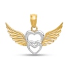 Thumbnail Image 1 of Diamond-Cut Double Heart with Wings Necklace Charm in Solid 14K Two-Tone Gold