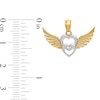 Thumbnail Image 2 of Diamond-Cut Double Heart with Wings Necklace Charm in Solid 14K Two-Tone Gold