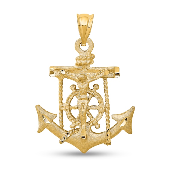 Marinerâs Cross Necklace Charm in Solid 14K Gold