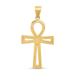 Ankh Cross Necklace Charm in Solid 14K Gold