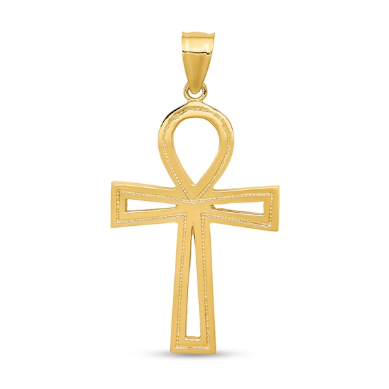 Ankh Cross Necklace Charm in Solid 14K Gold